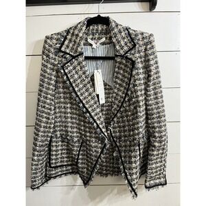 New w tag, Veronica Beard Black & White Tweed Blazer with Fringe Trim